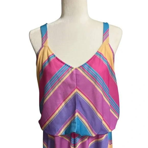 Vintage Pastel Striped Chevron Sundress - Picture 3 of 6